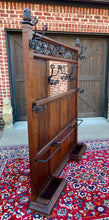 Load image into Gallery viewer, Antique English Oak Hall Tree Entry Foyer Umbrella Stand Coat Hat Rack w Mirror