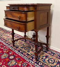Load image into Gallery viewer, Antique French Louis XVI Style Marble Top Chest Side End Table Walnut c.1920s-30