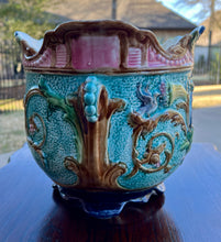 Load image into Gallery viewer, Antique French Majolica Onnaing Cache Pot Planter Bowl Jardiniere Vase Floral