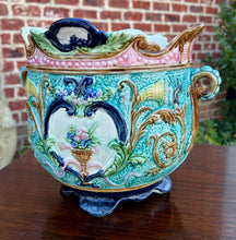 Load image into Gallery viewer, Antique French Majolica Onnaing Cache Pot Planter Bowl Jardiniere Vase Floral