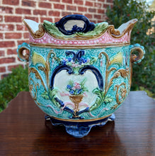 Load image into Gallery viewer, Antique French Majolica Onnaing Cache Pot Planter Bowl Jardiniere Vase Floral