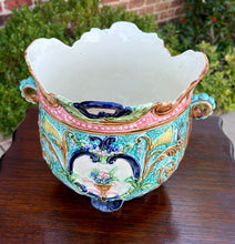 Load image into Gallery viewer, Antique French Majolica Onnaing Cache Pot Planter Bowl Jardiniere Vase Floral