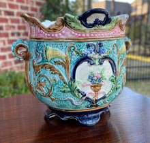 Load image into Gallery viewer, Antique French Majolica Onnaing Cache Pot Planter Bowl Jardiniere Vase Floral