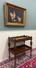 Load image into Gallery viewer, Antique English Trolley Tea Cart Pastry Cocktail Bar Cart Tray Tudor Oak 1930s