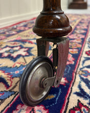 Load image into Gallery viewer, Antique English Trolley Tea Cart Pastry Cocktail Bar Cart Tray Tudor Oak 1930s