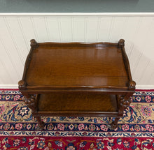 Load image into Gallery viewer, Antique English Trolley Tea Cart Pastry Cocktail Bar Cart Tray Tudor Oak 1930s