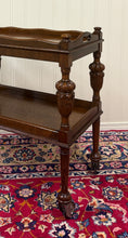Load image into Gallery viewer, Antique English Trolley Tea Cart Pastry Cocktail Bar Cart Tray Tudor Oak 1930s