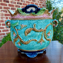 Load image into Gallery viewer, Antique French Majolica Onnaing Cache Pot Planter Bowl Jardiniere Vase Floral