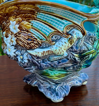 Load image into Gallery viewer, Antique French Majolica Onnaing Cache Pot Planter Bowl Jardiniere Phoenix Bird