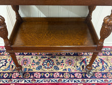 Load image into Gallery viewer, Antique English Trolley Tea Cart Pastry Cocktail Bar Cart Tray Tudor Oak 1930s