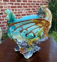 Load image into Gallery viewer, Antique French Majolica Onnaing Cache Pot Planter Bowl Jardiniere Phoenix Bird