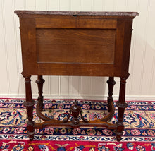 Load image into Gallery viewer, Antique French Louis XVI Style Marble Top Chest Side End Table Walnut c.1920s-30