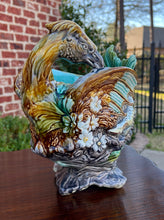 Load image into Gallery viewer, Antique French Majolica Onnaing Cache Pot Planter Bowl Jardiniere Phoenix Bird