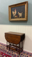 Load image into Gallery viewer, Antique English Table Drop Leaf Gateleg Pie Crust Top Barley Twist Oak c. 1930s