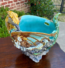 Load image into Gallery viewer, Antique French Majolica Onnaing Cache Pot Planter Bowl Jardiniere Phoenix Bird