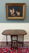 Load image into Gallery viewer, Antique English Table Drop Leaf Gateleg Pie Crust Top Barley Twist Oak c. 1930s