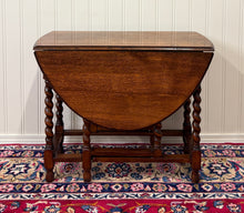 Load image into Gallery viewer, Antique English Table Drop Leaf Gateleg Barley Twist Tiger Oak Oval c. 1920-30s