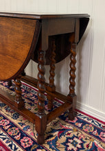 Load image into Gallery viewer, Antique English Table Drop Leaf Gateleg Barley Twist Tiger Oak Oval c. 1920-30s