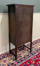 Load image into Gallery viewer, Antique English Arts &amp; Crafts Oak Leaded Stained Glass Bookcase Cabinet c.1930s