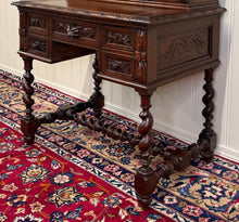 Load image into Gallery viewer, Antique French Petite Barley Twist Desk Carved Oak Renaissance Revival c.1890