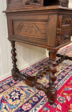 Load image into Gallery viewer, Antique French Petite Barley Twist Desk Carved Oak Renaissance Revival c.1890