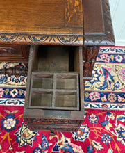 Load image into Gallery viewer, Antique French Petite Barley Twist Desk Carved Oak Renaissance Revival c.1890
