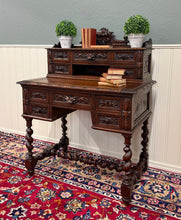 Load image into Gallery viewer, Antique French Petite Barley Twist Desk Carved Oak Renaissance Revival c.1890