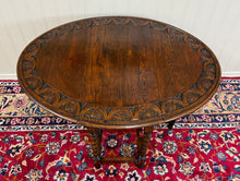 Load image into Gallery viewer, Antique English Table Drop Leaf Gateleg CARVED TOP Barley Twist Oak c. 1920-30s