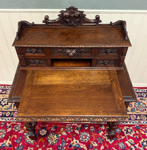 Load image into Gallery viewer, Antique French Petite Barley Twist Desk Carved Oak Renaissance Revival c.1890