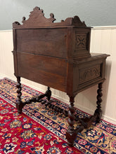 Load image into Gallery viewer, Antique French Petite Barley Twist Desk Carved Oak Renaissance Revival c.1890