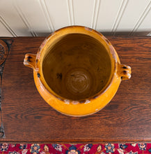 Load image into Gallery viewer, Antique French Country Confit Pot Pottery Jug Glazed Ochre Yellow Large #2