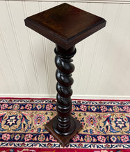 Load image into Gallery viewer, Antique French Louis XIII Barley Twist Pedestal Plant Stand Oak 42" T