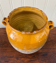 Load image into Gallery viewer, Antique French Country Confit Pot Pottery Jug Glazed Ochre Yellow Large #2