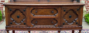 Antique English Jacobean Sideboard Server Buffet Bow Front Carved Oak c. 1920s