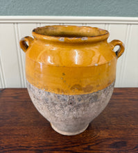 Load image into Gallery viewer, Antique French Country Confit Pot Pottery Jug Glazed Ochre Yellow Large #2