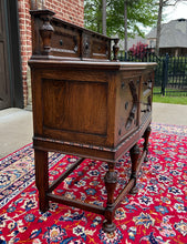 Load image into Gallery viewer, Antique English Jacobean Sideboard Server Buffet Bow Front Carved Oak c. 1920s