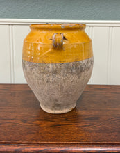 Load image into Gallery viewer, Antique French Country Confit Pot Pottery Jug Glazed Ochre Yellow Large #2