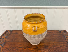Load image into Gallery viewer, Antique French Country Confit Pot Pottery Jug Glazed Ochre Yellow Large #2