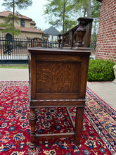 Load image into Gallery viewer, Antique English Jacobean Sideboard Server Buffet Bow Front Carved Oak c. 1920s