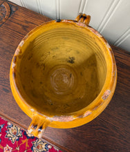 Load image into Gallery viewer, Antique French Country Confit Pot Pottery Jug Glazed Ochre Yellow Large #2