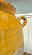 Load image into Gallery viewer, Antique French Country Confit Pot Pottery Jug Glazed Ochre Yellow Large #2