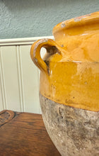 Load image into Gallery viewer, Antique French Country Confit Pot Pottery Jug Glazed Ochre Yellow Large #2