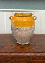 Load image into Gallery viewer, Antique French Country Confit Pot Pottery Jug Glazed Ochre Yellow Large #2