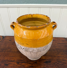 Load image into Gallery viewer, Antique French Country Confit Pot Pottery Jug Glazed Ochre Yellow Large #2
