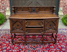 Load image into Gallery viewer, Antique English Jacobean Sideboard Server Buffet Bow Front Carved Oak c. 1920s