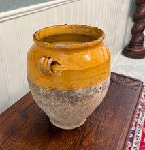 Load image into Gallery viewer, Antique French Country Confit Pot Pottery Jug Glazed Ochre Yellow Large #2