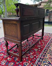 Load image into Gallery viewer, Antique English Jacobean Sideboard Server Buffet Bow Front Carved Oak c. 1920s