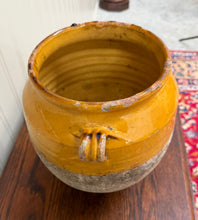 Load image into Gallery viewer, Antique French Country Confit Pot Pottery Jug Glazed Ochre Yellow Large #2