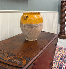 Load image into Gallery viewer, Antique French Country Confit Pot Pottery Jug Glazed Ochre Yellow Large #2