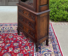 Load image into Gallery viewer, Antique French Vitrine Over Chest of Drawers Bonnetiere Bookcase Oak Carved 19C